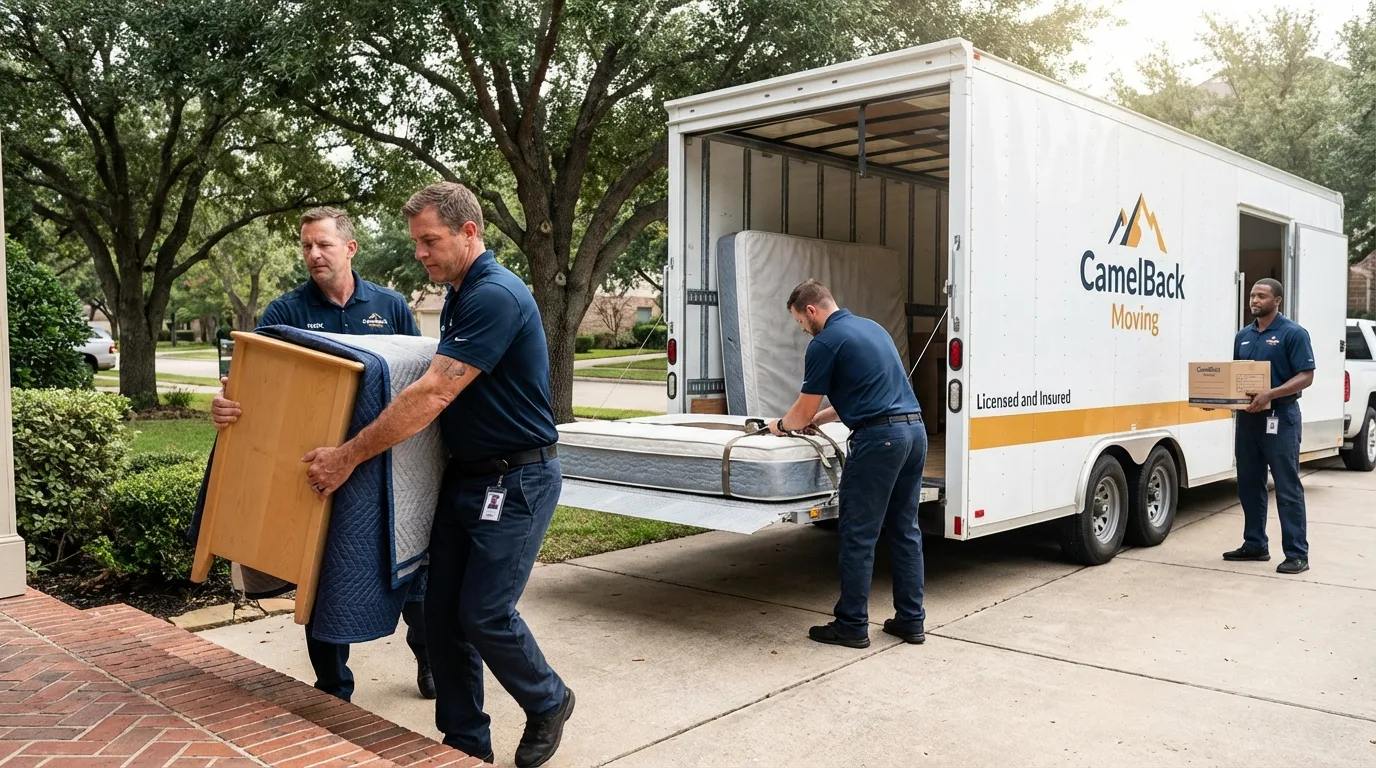 Crew loading residential truck for cross-state move from Evergreen, AL