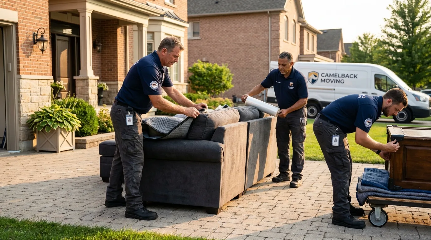Large estate moving crew wrapping furniture in Evergreen, AL