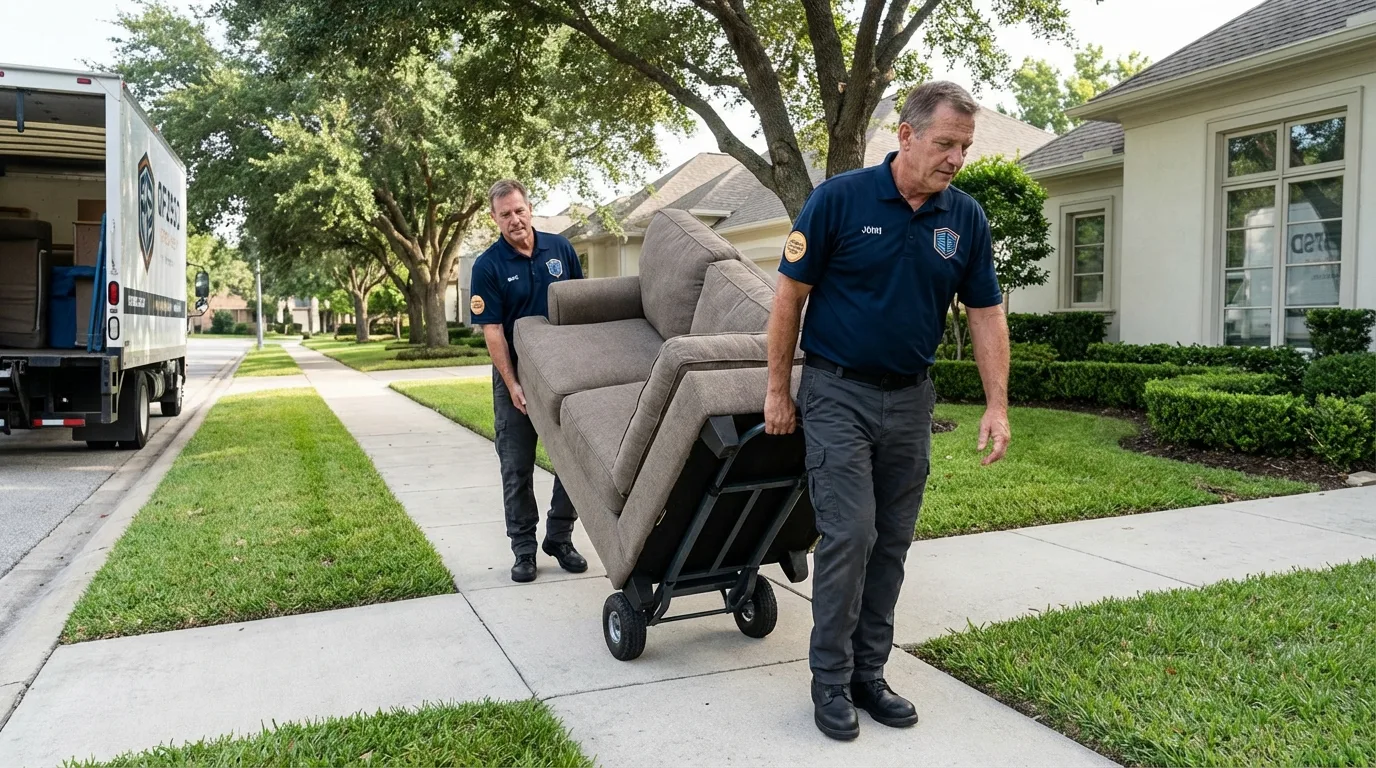 Local residential moving crew loading furniture in Evergreen, AL