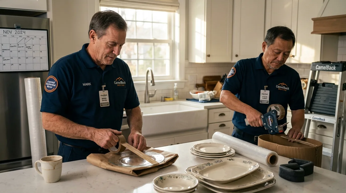 Professional crew packing kitchen dishware in Evergreen, AL